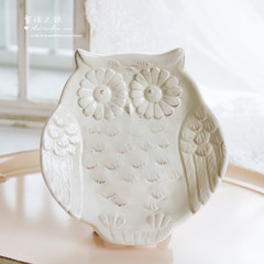 [fairy tale tour] American country retro, old dishes, dishes, fruits, decoration, storage tray, owl plate white