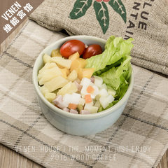 Japanese style home fruit bowl, retro style, creative ceramic, dessert salad bowl, microwave oven Deep sea blue small bowl