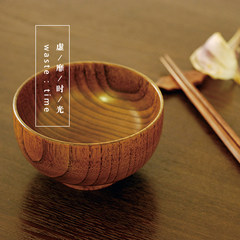 [waste] time Japanese children's natural wood bowl bowl bowl bowl Steamed Rice log baby fall proof anti scald [*11.5cm]