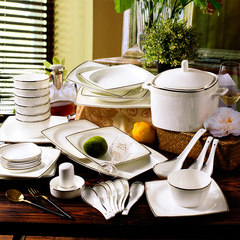 Jingdezhen ceramics tableware 56 dishes European white bone china Phnom Penh simple western style dishes home 56 Buckingham Palace
