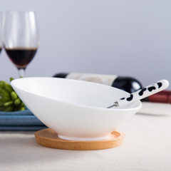 Simple white pottery bowl soup pasta salad bowl bowl bowl of fruit bowl Western-style food oblique mouth bowl Hand-Pulled Noodle bowl 7 inch slanting bowl
