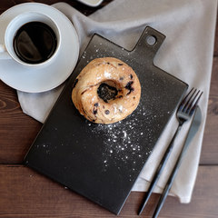 Good morning |Black Forest| Japanese ceramic plate bread fruit chopping matte black flat tray Black Forest bread board