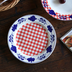 Richome windmill country order Plaid 8 inch West Village hand-painted plate flat hot dish soup dessert plate Flat plate
