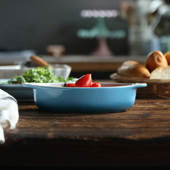 富贵家烘焙烤箱可用蓝色焗饭盘水果盘小吃饭单人色釉渐变米饭碗