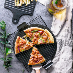 Japanese style pizza board, black sand glazed ceramic belt, western dinner plate, bread plate, baking dish, sushi plate, cake plate Tungsten (rectangular)