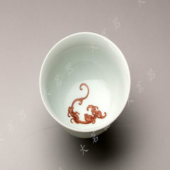 Taiwan sanxitang ceramic tea cup / ring money Longxiang tea cup tea accessories nhe8673a Kung Fu gules