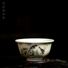 Hand-painted pastel bamboo bird tea cup Jingdezhen handmade ceramic porcelain tea cup cup of tea cup Kung Fu