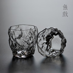 Fish play heat wood hammer transparent glass tea cup cup small cup of Japanese master of Kung Fu Tea Grain glass