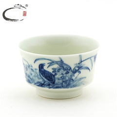 Beijing's collection of hand-painted Qinghua Jingdezhen ceramic cup live and work in peace Gongfu tea tea cup cup single master cup