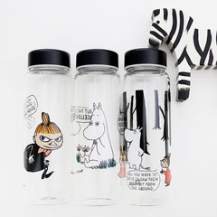 Creative Lang mybottle female student lovely Moomin heat-resistant glass cup readily portable accompanying cup Hippo / complimentary cup brush