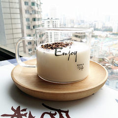 Guoguo home large caliber creative hand-painted letters lampblown glass cup coffee cup yogurt smoothie cup cup Paragraph Enjoy