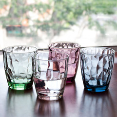 Imported glass heat resistant juice cup, lead-free glass cup, crystal cup, diamond cup, 390ml medium 6 390 ml smoke Blue 6 Pack