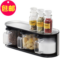 日本LEC不锈钢调味罐 套装厨房调味盒 调味盒调料罐 油壶盐罐 3件套