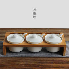 Japanese white bone china with cover frame set the sugar seasoning cans creative kitchen supplies Japanese style jar with lid