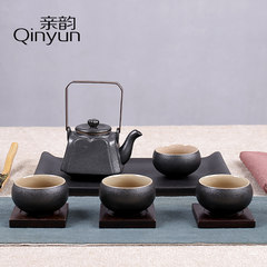 Pro rhyme teapot ceramic Kung Fu tea teapot gold celadon glaze a pot of four vintage teapot cup cup A pot of four cups