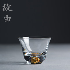 The heat-resistant glass tea cup gold master cup single cup cup gold cup tea personal thickening apparatus 2 gold cups in Tibet