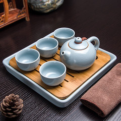 The one pot and four cups portable travel tea beauty suit open simple small household ceramic Kung Fu Disc with 8 Piece Set teapot cup