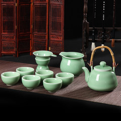 Longquan celadon Di set of Kung Fu Tea handmade ceramic tea sets tea cup pad burning 10 Brother Yao Mei Ziqing
