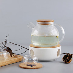 Japanese tea pot of large capacity heat resistant glass wood fruit pot tea set tea tea cup glass Ten sets of candles (random colors)