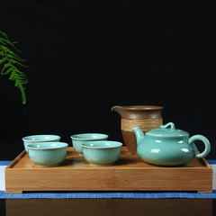 龙泉青瓷功夫茶具创意陶瓷家居品茗泡茶壶楠竹茶盘公道杯茶杯套装