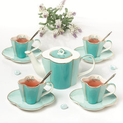 Clover coffee pot tea tea pot set hand ceramic filter cup of coffee cup coffee apparatus Clover 1 pot 4 cup 4 Disc 4 spoon [pink]
