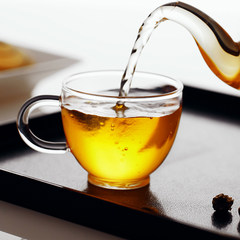 龙兮耐热玻璃小茶杯带把80ml功夫茶具4个一套装透明水杯子咖啡杯