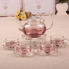 Glass tea set, a set of four in one, Kung Fu filter, black tea pot, tea cup, tea cup, special tea cup 1 pot +1 base, +4 cup, +4 cup and saucer