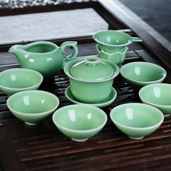 龙泉青瓷陶瓷整套功夫茶具套装组合青瓷哥窑盖碗茶壶茶杯家用特价 弟窑粉青