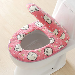 Toilet cushion two sets of winter and autumn, general thickening washable cotton velvet toilet seat, toilet seat toilet seat pad Pink