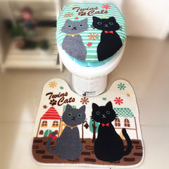 日猫马桶垫坐垫坐便套三件套加厚垫卡通时尚通用款冬季 情侣猫