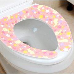 Japan LEC paste toilet mat thickening toilet seat, toilet can be repeatedly washed toilet seat trap Colorful flower