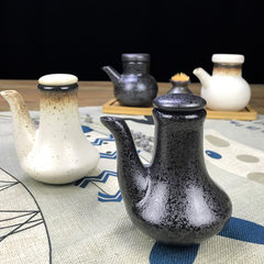 Special offer creative Japanese ceramic flavouring pot oil and vinegar sauce pot pot of chili oil and vinegar bottles can taste pot seasoning bottle Small black pearl seasoning pot