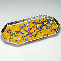 Japan imported nine spot gushao 36 cm Yoshida Jin house painted ceramic rectangular platter Japanese gift box yoshida house