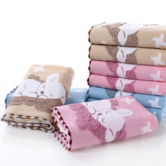 Smile gauze, pure cotton sleeping rabbit towel, soft and comfortable, absorbent cotton, family adult couples face towel mail Gauze towel 75x35cm