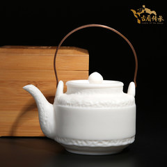 Gu CuO creative handicraft teapot Kung Fu tea teapot Dehua copper handle white porcelain teapot Chinese white teapot.