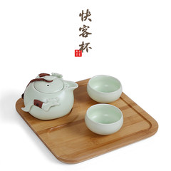Quik cup one pot and two cups of tea tea Kung Fu Tea portable travel light Ding ceramic tea cup Ding Quik black