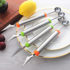 Kitchen stainless steel dual-purpose fruit scoop, small tool, watermelon ice cream, digging ball spoon, ripple carving knife