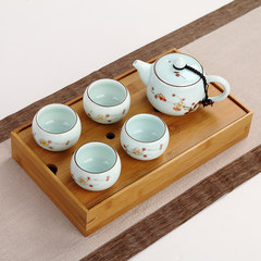Celadon tea tea is hand-painted vehicle outdoor travel set set of Kung Fu tea tea gift packaging Like a pot of four bulk glass