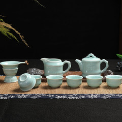 Pro Kung Fu tea set rhyme celadon Ceramic Teapot Tea special offer Di household azure public tea filter cup 10 Bamboo pattern powder blue