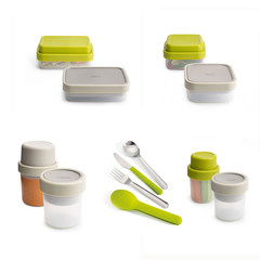 The UK Joseph Joseph Go Eat series portable plastic snack boxes lunch boxes cans cutlery set Grey soup