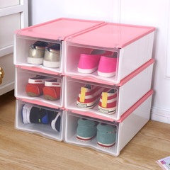 Large thickening plastic shoes box, transparent dustproof men and women shoes, boots, household finishing boxes, drawer type storage box A suit gules