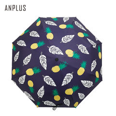AnPlus Mori double umbrella, five folding ultra light black rubber sunshade sun umbrella, female sunscreen, UV protection The half off umbrella