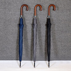 PARACHASE reinforced wind and rain prevention special umbrella bending handle, British retro long handle umbrella man automatic gray