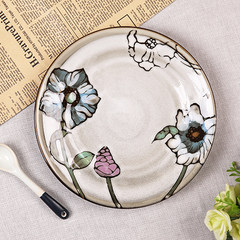 [] Jade Spring flower notes creative hand-painted ceramic plate plate plate style steak dessert plate Hand painted fish market