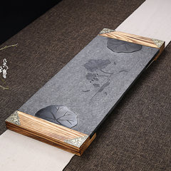 Special offer stone tea tray Wujin stone tea tray size personality natural black tea table tea Kung Fu Tea stone 02 with pallet size: 74*30*2cm