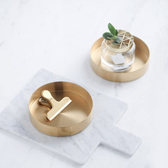 The Nordic minimalist style stainless steel copper gold round flat pallet storage disc diameter 14CM display products