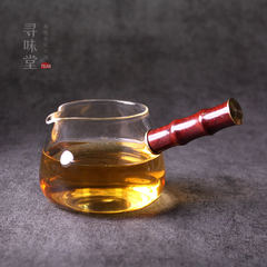 High-grade heat-resistant glass wood handle justice cup Muba male Cup crystal glass cup tea tea division side handle A