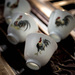 Jingdezhen Masters Cup ceramic cup hand-painted Kung Fu tea tea cup cup individual pastel cock Four cups set meal