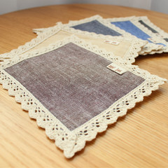 Chestnut cotton lace coasters handmade cocoon simple tea cup pad pad plain cloth mat fleshy flower blue