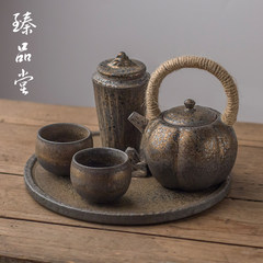Kung Fu tea set with small set of metal glaze kiln ceramic tea teapot tea pot set small household 5 Jingu Teapot Set